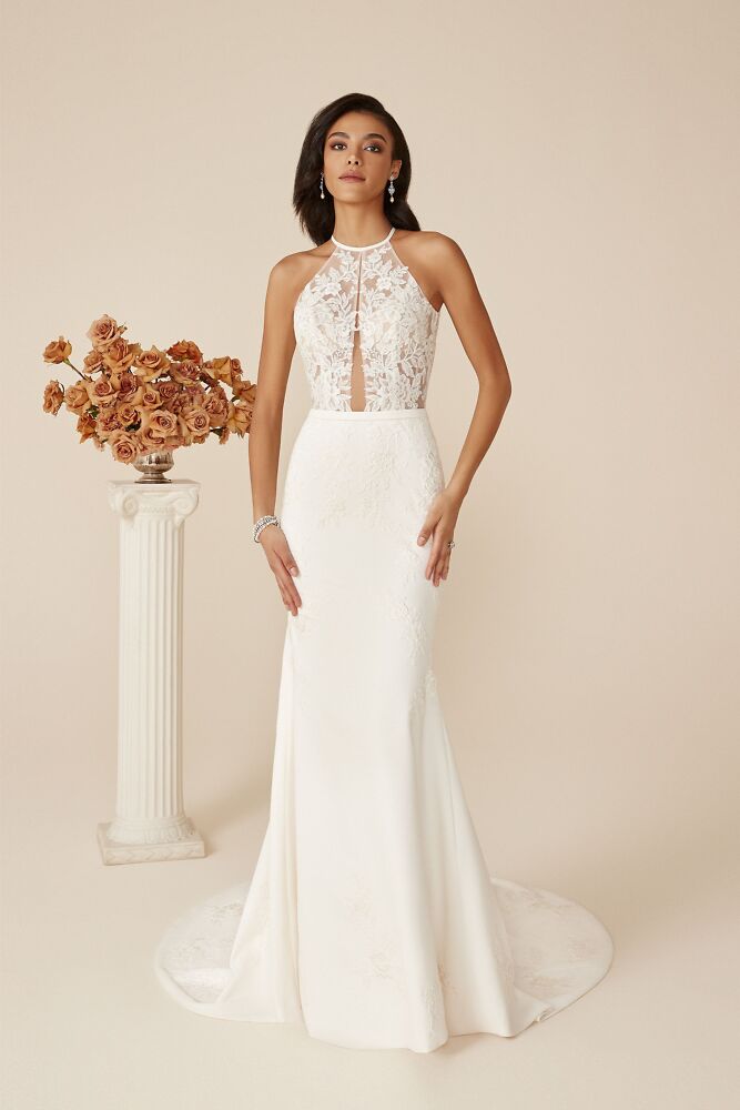 Outlet, Sale Justin Alexander Bridal - Brautmode für die moderne, elegante Braut 5039A Brautkleid mit aufwändigem Ausschnitt